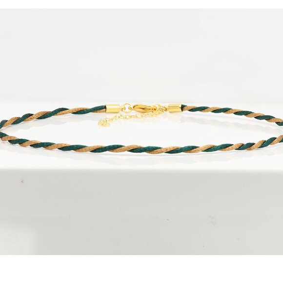 Brown Green Thread Necklace Choker Adjustable Length Twisted Design Chokers (#91 - Picture 10 of 12